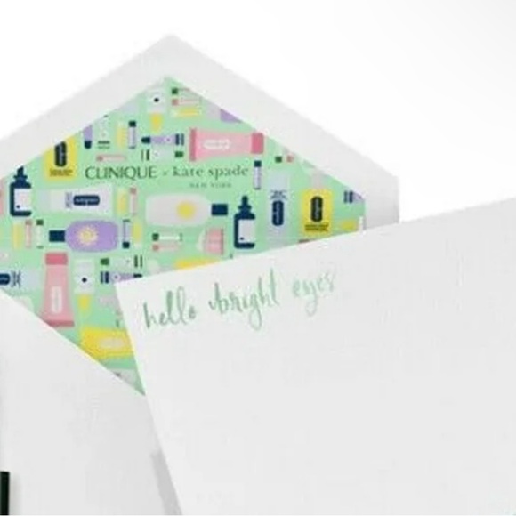 Clinique x Kate Spade Makeup Cosmetic Travel Bag and Kate Spade Notecards - Picture 3 of 4